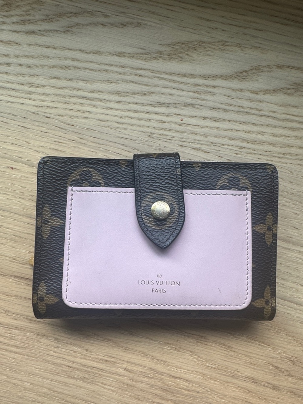 Louis Vuitton Brown Monogram Wallet with Light Pink Front Pocket